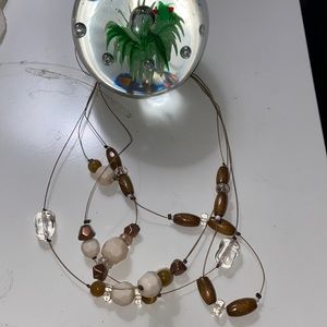 Floating bead and wood necklace
